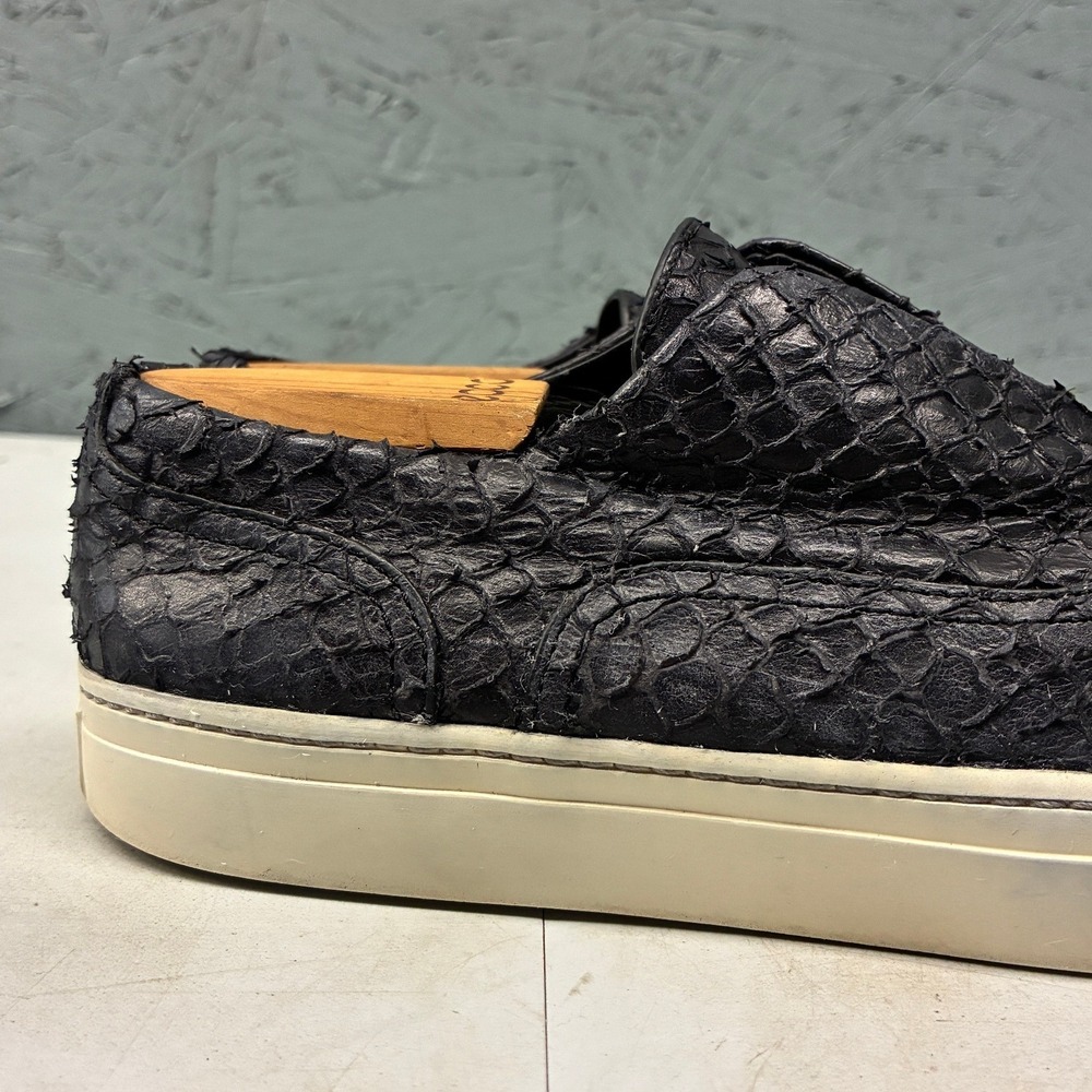 Vince Blair Snakeskin Slip On Women's 7.5 Black Leather Platform Luxe Sneaker - Picture 3 of 15